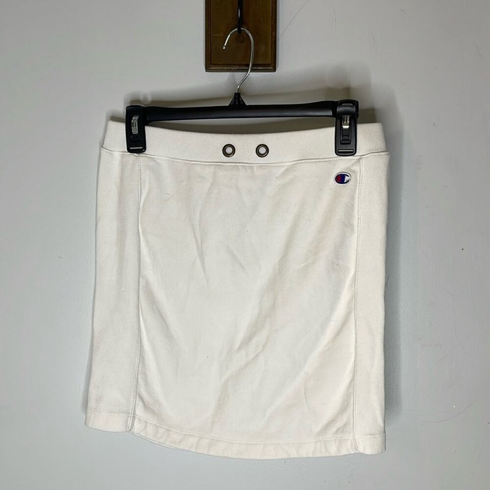 CHAMPION White Reverse Weave Warm Up Pull On Mini Skirt Size Medium